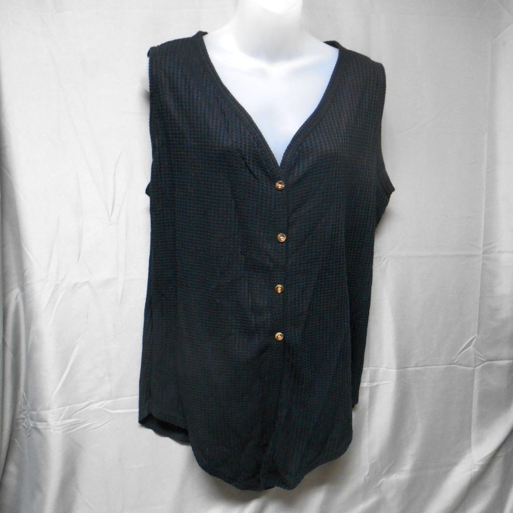 NWOT Telaleo black waffle knit sleeveless top XXL